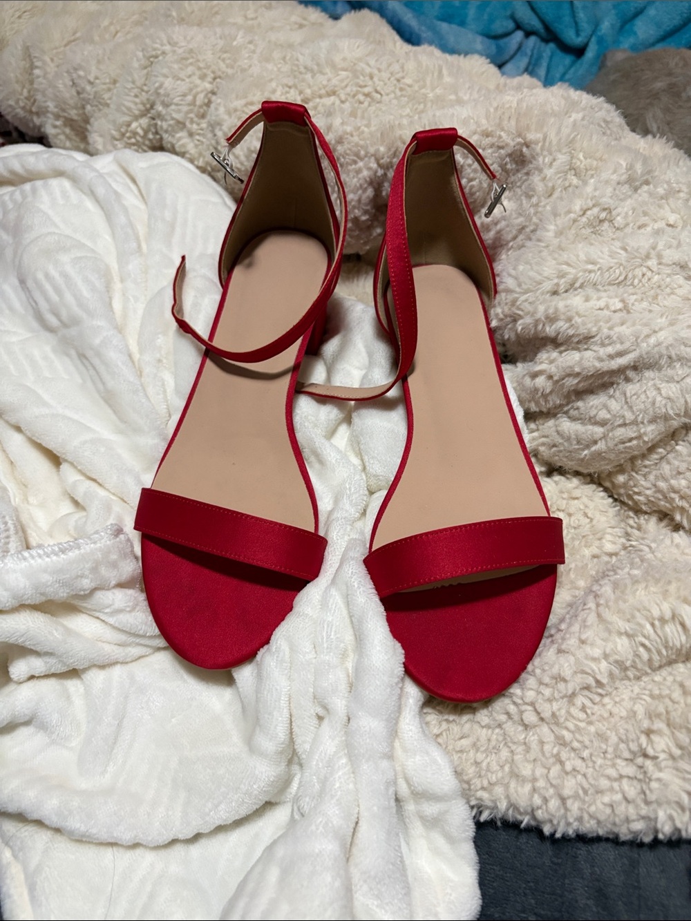 Women’s Red Ankle-Strap Flat Sandals